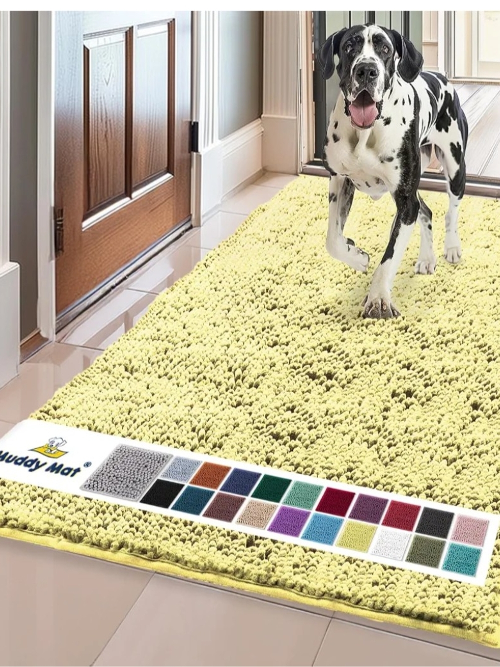 Muddy Mat® Super Absorbent Machine Washable Pet Mat – Yellow, 36" x 120" new